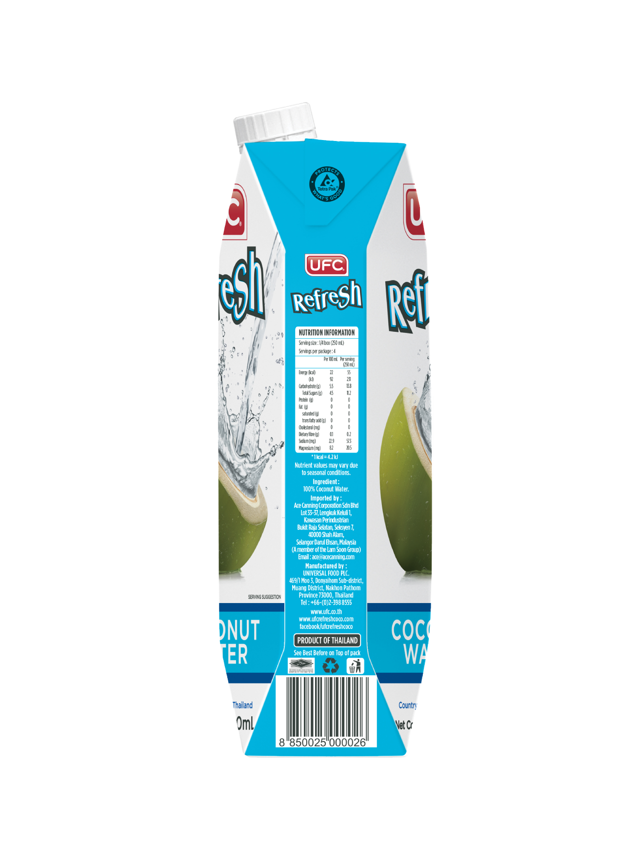 UFC REFRESH COCONUT WATER 1L