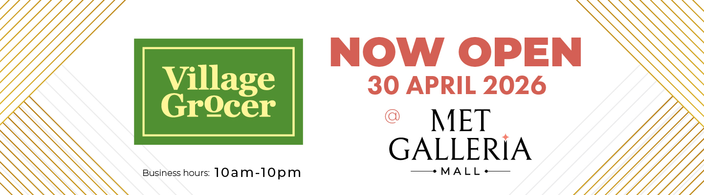 Village Grocer MET Galleria Mall opening promotional banner